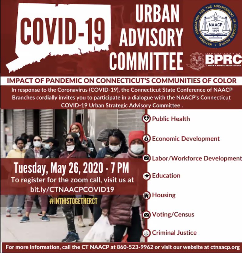 TreasurerWooden's tweet photo. Thank you to the @NAACP CT chapter and the Black &amp; Puerto Rican Caucus for convening an important conversation today about ensuring the communities hardest hit by the pandemic are receiving the resources they need. This moment calls for us to be #inthistogetherct. https://t.co/ECULKqjWTU
