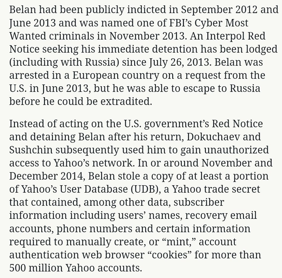 2/ A month and a half after the PSS interview, Newell was involved in the indictment of 2 FSB officers and Alexsey Belan, who was responsible for the 2014 Yahoo breach and other hacks dating back to 2012.  https://www.justice.gov/opa/pr/us-charges-russian-fsb-officers-and-their-criminal-conspirators-hacking-yahoo-and-millions