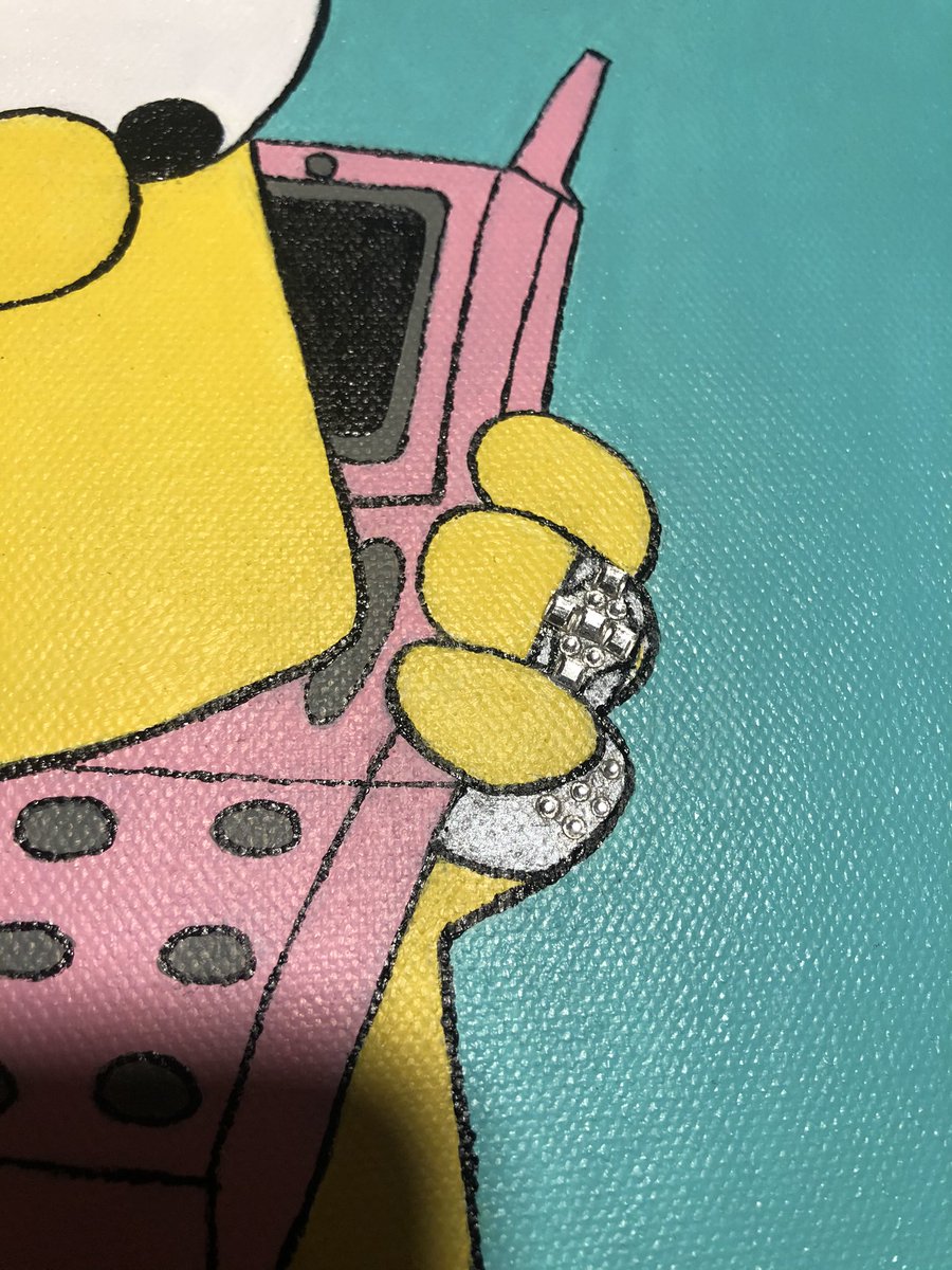 princesspatttt's tweet photo. I haven’t painted in so long. This is my first canvas painting on my own. Mistakes were made and lessons were learned but I’m so proud. It came out better than I had expected. There will be more to come 💗💎💅🏽 @Mr_Camron @TheSimpsons #killapink #bart https://t.co/YRYKUkQb2K