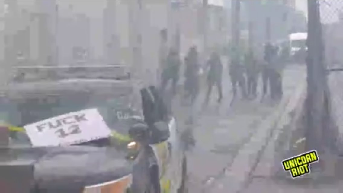 Police firing projectiles at protesters (and reporters) now. Air is thick with tear gas outside Minneapolis Police 3rd Precinct right now as the city reels from last night’s graphic police murder of George Floyd. https://unicornriot.ninja/2020/minneapolis-police-murder-handcuffed-man-with-neck-kneel/