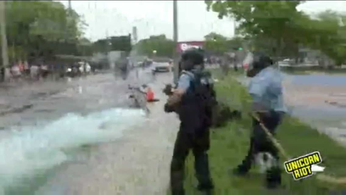 More police just arrived in riot gear, assaulted several reporters near the PD building, firing lots more tear gas now