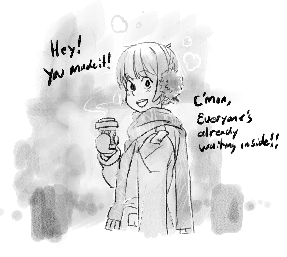 Sociable gf!Loves groups, big crowds, opening night shows, loves horror movies but only the goofy gorey ones. Always a morning person, and always arrives first... but meets you outside because she always wants to be the first one you see when you arrive. A possessive streak?