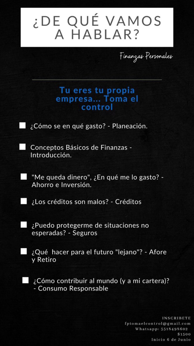 AlePriorr's tweet photo. Este curso está enfocado en nuestro propio manejo de dinero, para saber cómo moverlo y hacer un mejor uso de los recursos que tenemos. 

Aprenderán finanzas básicas, pero principalmente a hacer crecer su patrimonio según sus necesidades individuales.
#finanzas #ahorro #dinero https://t.co/xHMiJgLa4m