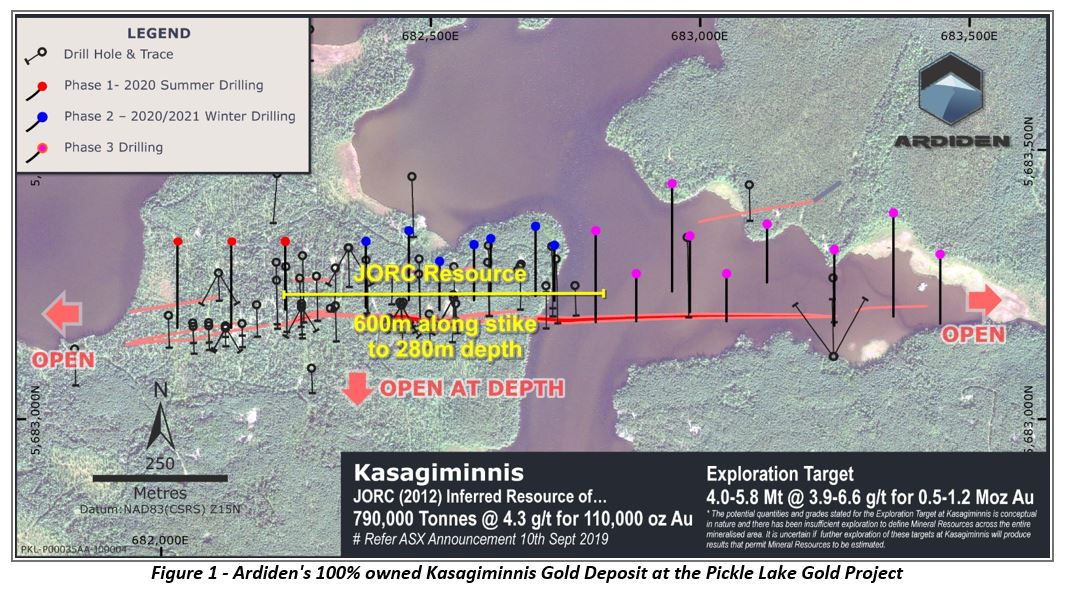 KPOswald's tweet photo. Ardiden $ADV Resource definition drilling planned to commence in July 2020 at its Kasagiminnis Deposit within the Pickle Lake Gold Project, Ontario Canada- https://t.co/cfXFZnoj0y https://t.co/I05tzdOWMX