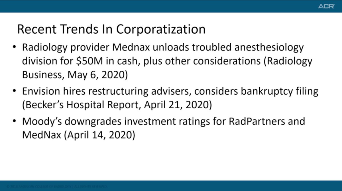 There have been a few prominent examples of these second sells or bankruptcy proceedings in radiology recently. The story of Aris Radiology provides a particularly pertinent warning of how your future in a VC backed firm could result. Aris Bankruptcy:  https://www.auntminnie.com/index.aspx?sec=log&itemID=128477