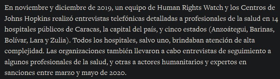Venezuela ain’t China, so for sure it didn’t build an hospital, but conditions stayed exactly the same? We don’t know. Since the article is even more vague about follow-up after COVID reached Venezuela (interviews “to some health workers, community actors and sanctions experts”).