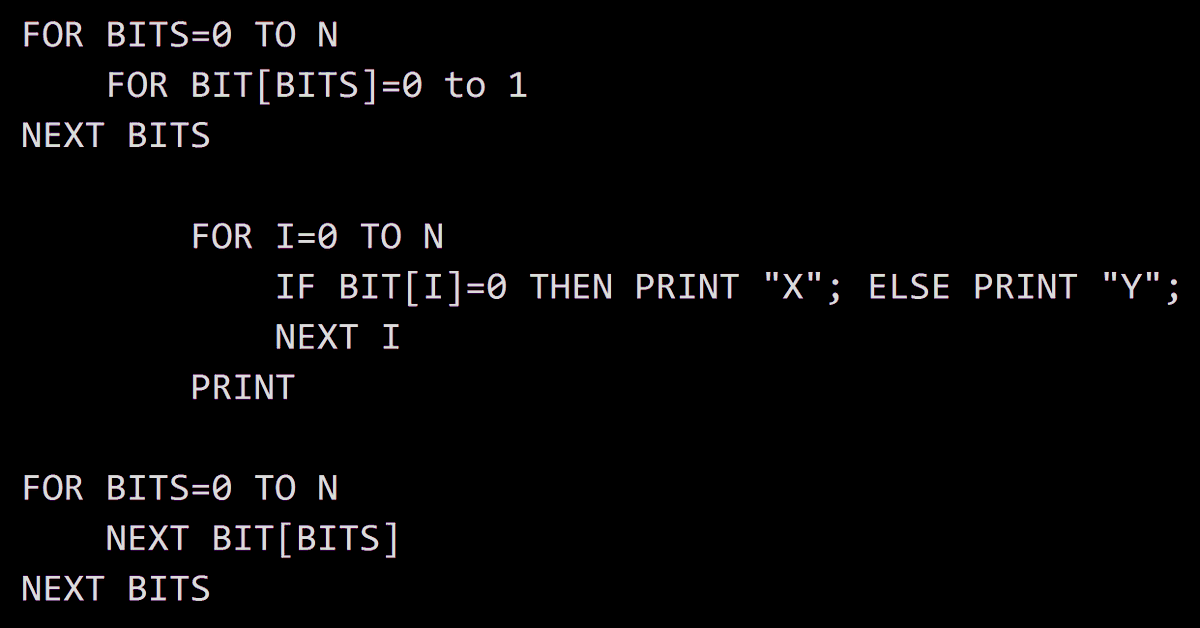 About two years into Apple BASIC programming, I was befuddled by this. I only knew loops and not recursion, so I wanted to write an outer loop that maintained a variable number of inner loops, but that wasn't supported: