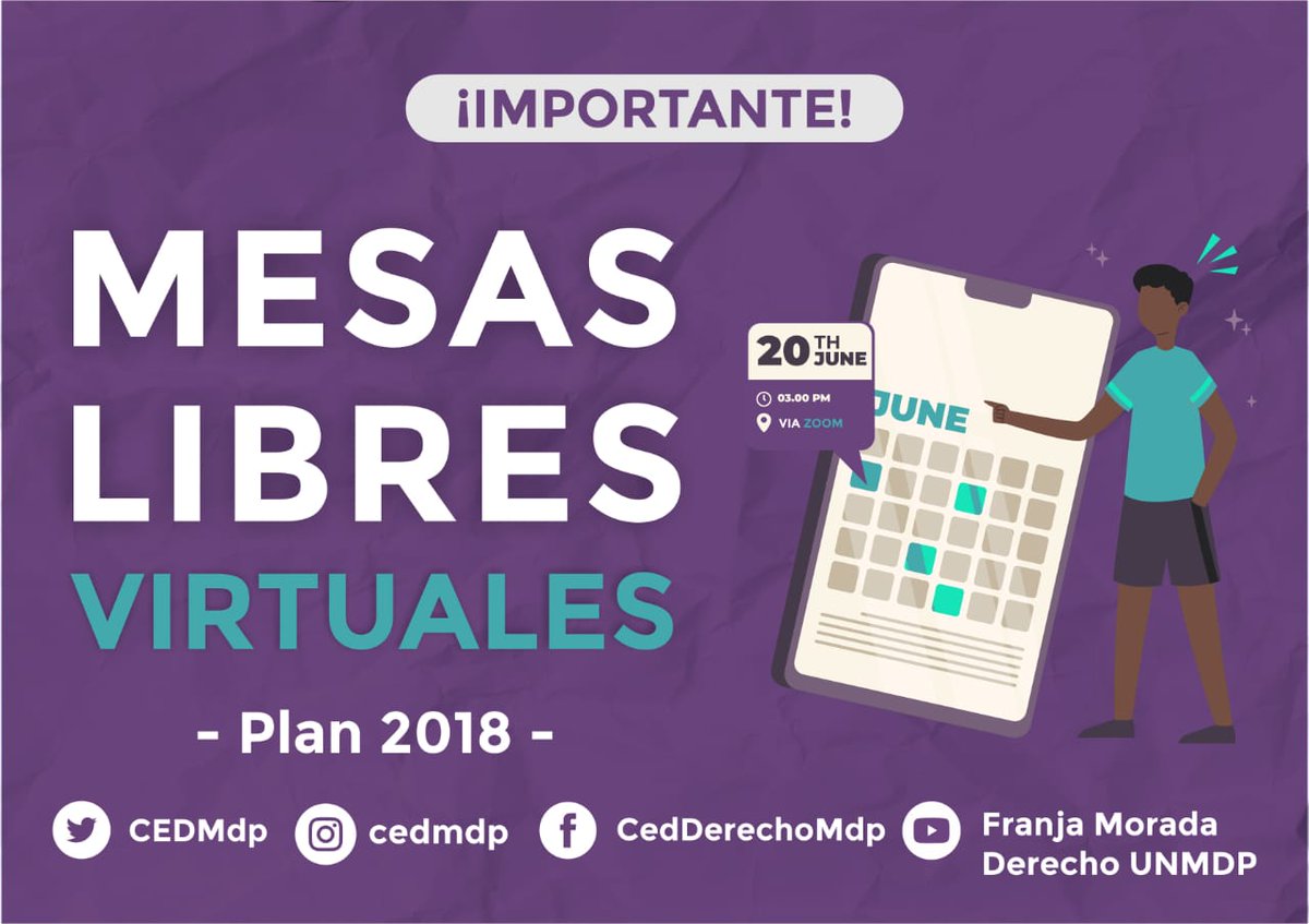 CEDMdp's tweet photo. #MESASLIBRES PLAN 2018
Les contamos que solicitamos a secretaría académica que nos brinde las fechas de forma urgente para que puedan organizarse con tiempo para los próximos exámenes.
¡Y lo conseguimos! 💪
En las fotos les dejamos las fechas de las próximas mesas de Junio ⬇️
+ https://t.co/Y3yu1lhAt4