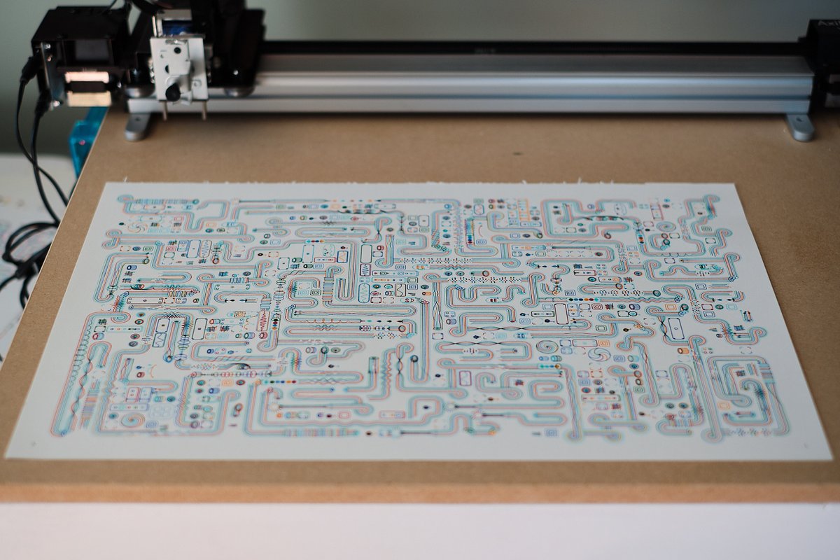 Finally finished! Over 4,000 lines of #javascript, lots of trial and error, but I was able to come up with something that I've very excited about. I call it, a Series of Tubes! #plottertwitter #generativeart #p5js #abstractart