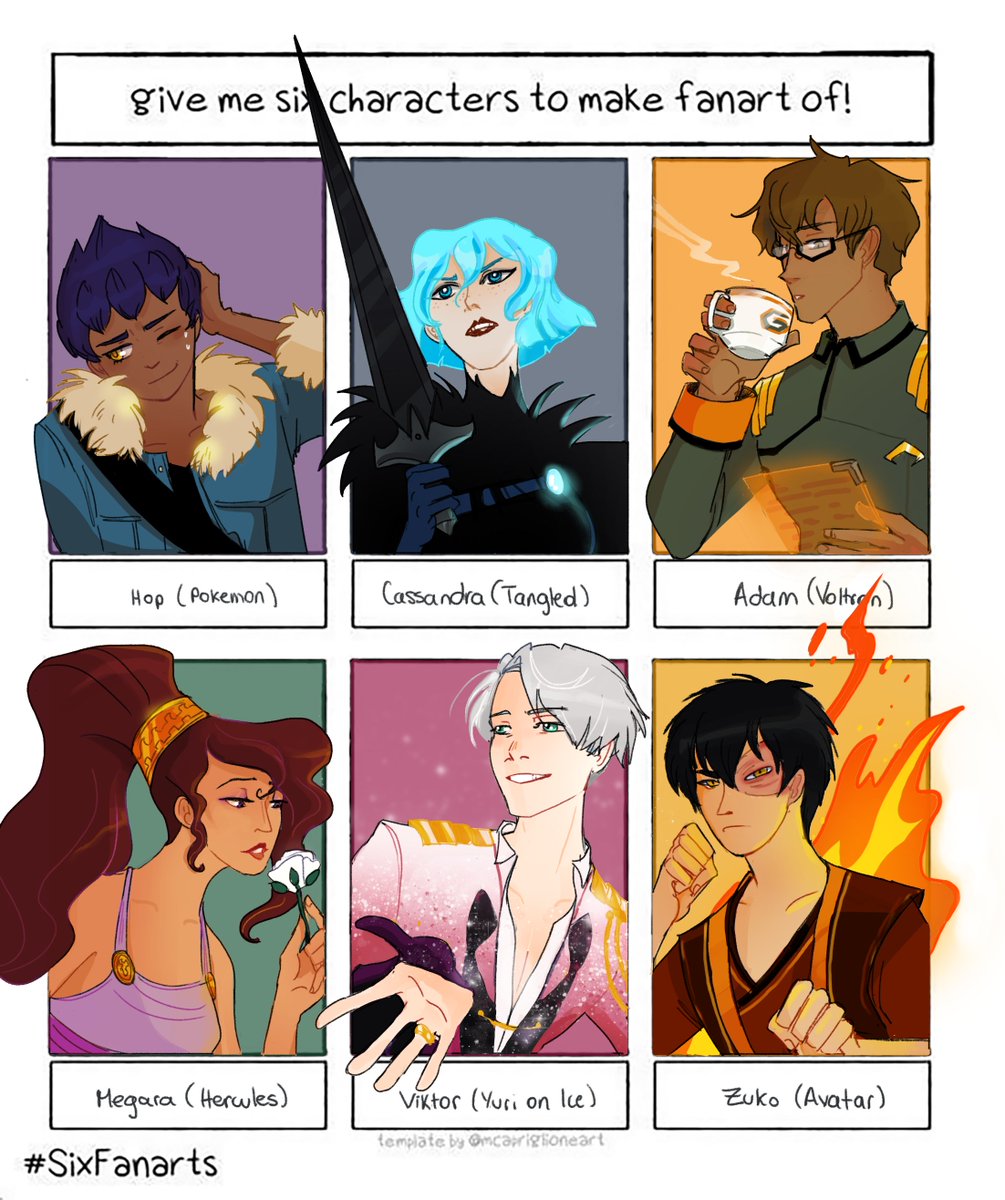 over a month ago i did this #SixFanartsChallenge on ig (and forgot to post it here) 