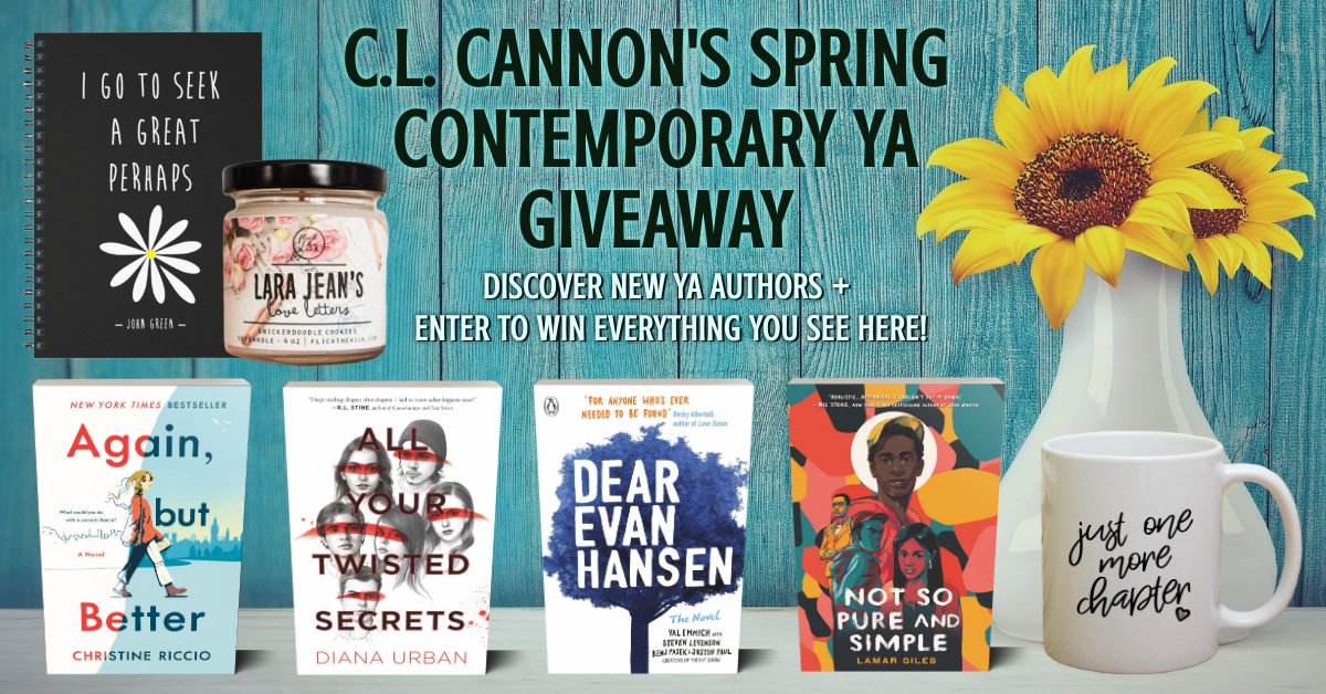 CLCannonAuthor's tweet photo. 🌼YA fans, this one's for you! 🌼
💭 Enter: https://t.co/Xc74a5lfnj 💭
🌸#Win one hardback of #AgainButBetter, #DearEvanHansen, #NotSoPureAndSimple, #AllYourTwistedSecrets, a #ToAllTheBoysILovedBefore candle, a #LookingForAlaska notebook, and a bookish mug!🌸
#yabooks #yalit https://t.co/g0dxepJbxc