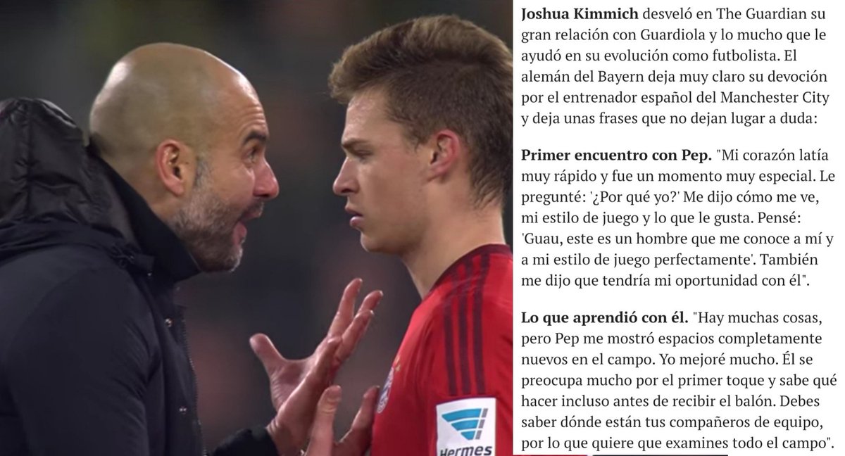 ElierJ14's tweet photo. @CuentaMister Kimmich es uno de los descubrimientos de Guardiola en el Bayern.
Incluso la prensa se le fue al cuello cuando en un partido contra el Borussia Guardiola se fue directo a señalar sus equivocaciones en el partido. 
Kimmich aprendió y ha dicho públicamente que con Guardiola mejoro. https://t.co/4cI1fmwQtb