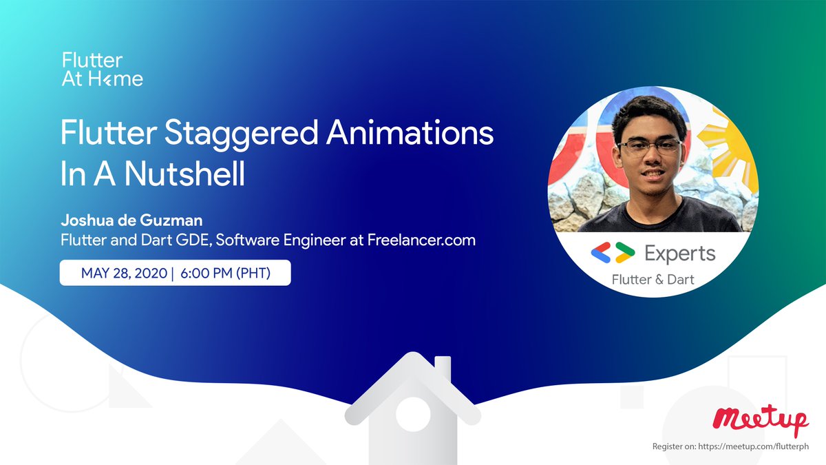 flutter_ph's tweet image. Hey everyone!
We would love to invite you to our upcoming webinar tomorrow, May 28 at 6PM (PHT). @joshuamdeguzman will be giving a talk on how you can utilised staggered animation concepts in your Flutter applications.
#flutter #flutterdev #flutterdotph #flutterathome