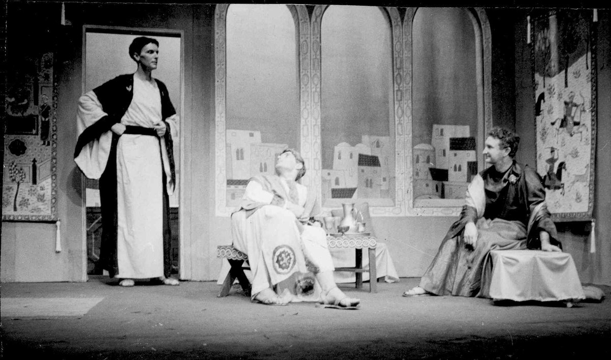 genesians's tweet photo. For our #GenesianPhotoRequests today we go right back to 1959 for Gabrielle Merten and look at #MaryOfMagdala by #ErnestMilton produced by #EvelynWood! One of our earliest productions after moving in to Kent st! π https://t.co/8kgolmEvNO
