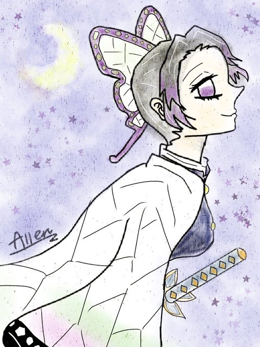 アレンさんがTwitterに投稿した胡蝶しのぶ(鬼滅の刃)のイラスト。