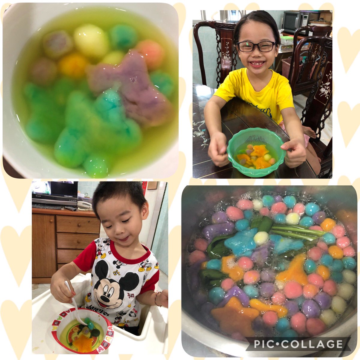 ONGINSHAN's tweet photo. 与孩子的时光尽量不留白
人生能有几回合啊。
一起搓五彩缤纷汤圆，他们参与感十足还是第一次。虽然不喜欢色素多多，但换个思维，也不就那么一次，快乐记忆比较美好啊！汤圆的确漂亮得赏心悦目😍当然，我也在过程中骂骂叫啦😅完美回忆吗？🤣感恩爱人有帮忙。 https://t.co/eIuS10wbLE