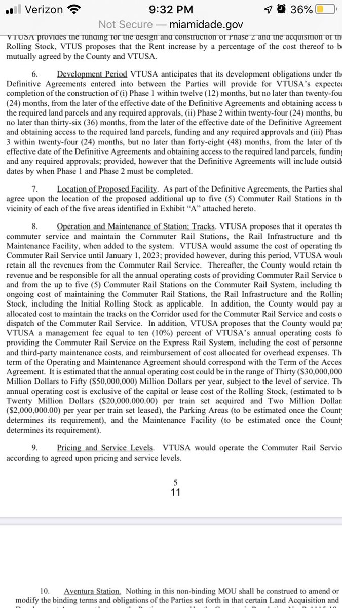 doug_hanks's tweet photo. Brightline/Virgin wants to provide commuter train service on NE Corridor. Offer is Virgin builds 5 stations btw Miami &amp; Aventura. Then Miami-Dade would pay Virgin $29M/yr, plus O&amp;M costs (up to $50M/yr) plus $450M to build larger stations. Plan envisions fed corona stimulus $ https://t.co/41APfToS3W