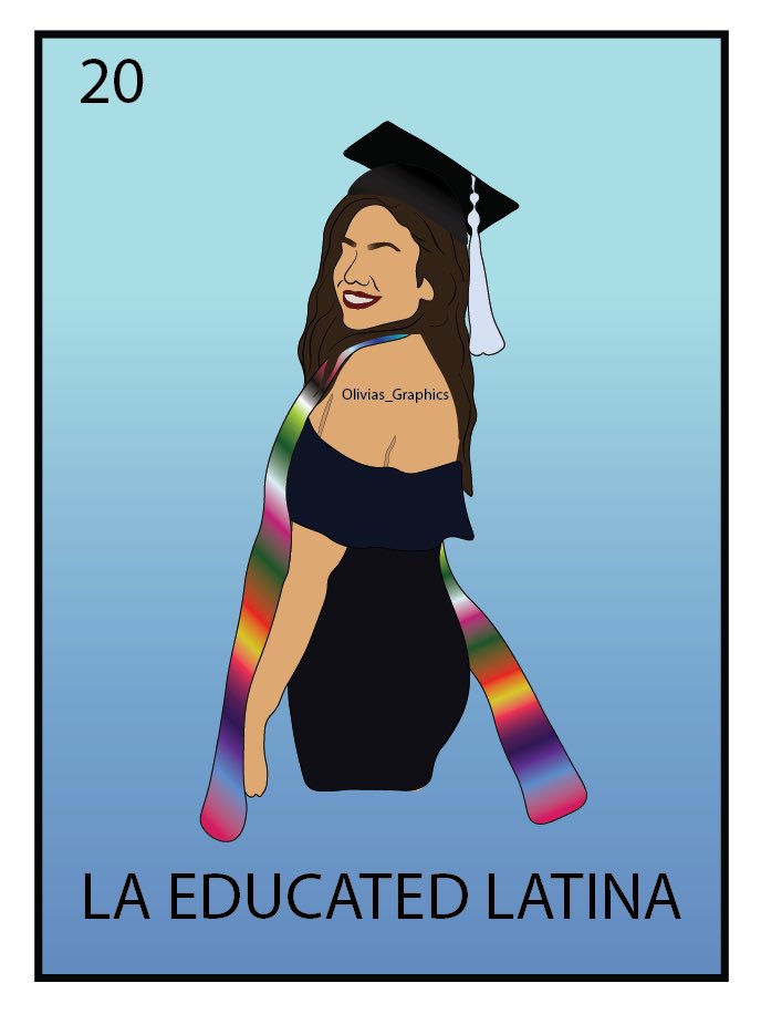 OliviasGraphics's tweet photo. Now available as designs and this specific designs is now available as a sticker for all my educated latinas out there ! 🤪#latinagraduate #latina #educatedlatina #loteria #vectorart #graphics #graphicdesign #customgraphics #art https://t.co/Jopot4T7xL