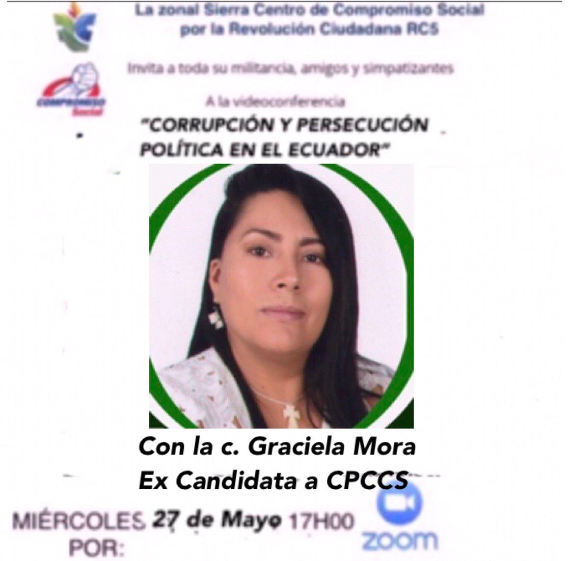 Rc_BolivarCS's tweet photo. 📌La Zonal/Sierra Centro de
Compromiso Social por la
Revolución Ciudadana, hace
la cordial invitación a la:
👩🏻💻VIDEOCONFERENCIA, con el
✅TEMA: "Corrupción y persecución
política en el Ecuador"
Miércoles 27 de Mayo|17H00
Plataforma: Zoom
☎️Contactos para la conexión:
👉🏽@TamayoPao https://t.co/wpSDADphw7