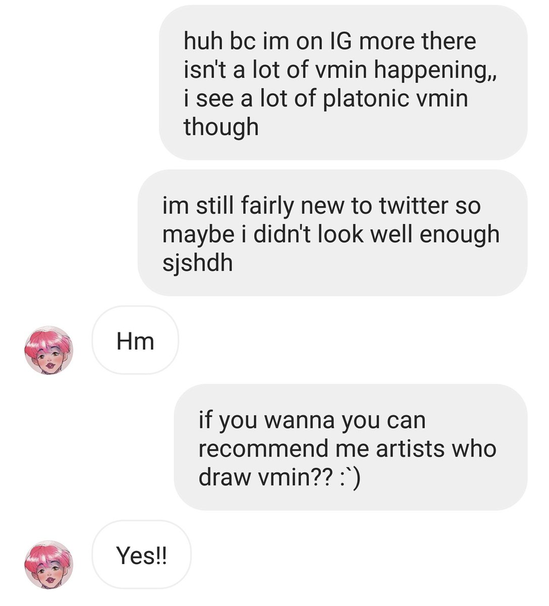 i thought i made her mad, so i asked for her to recommend me some artists to make her feel better