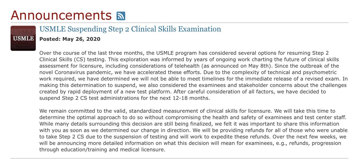 And *now* it’s official: Step 2 CS is suspended for 12-18 months.  https://www.usmle.org/announcements/ Know what that means?Yup, it’s time to break it down, WINNERS and LOSERS style...(thread)