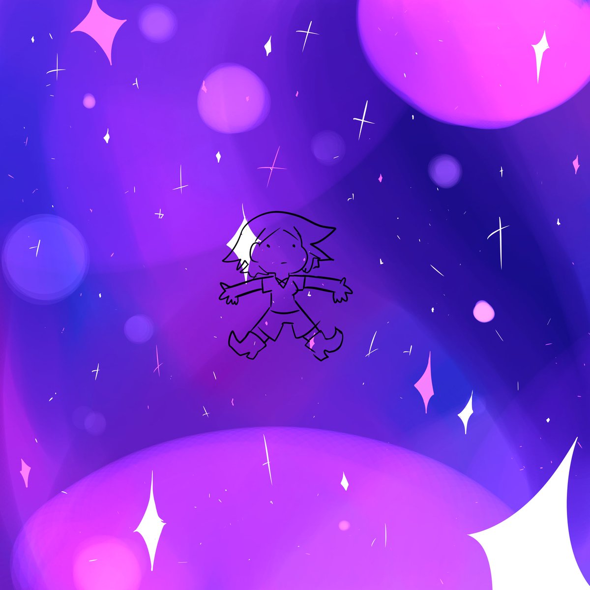MachineBeany's tweet photo. I know I haven’t posted on Twitter in so long, so I’ll post a bunch of old art from the past months.
For this one, on Instagram I put
“Where am I?” #doodle #selfdoodle #space #stars #cosmos #medibangpaint #digitalart #art #myart https://t.co/qAEdxgNmg7