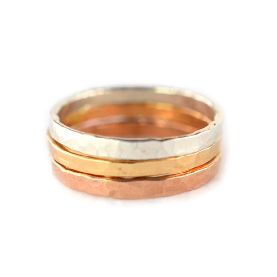 Thick Stackable Rings Set of 3, Rose, Silver, Gold Stacking Rings HSR14-M3 precious.ly/pin.php?id=564…