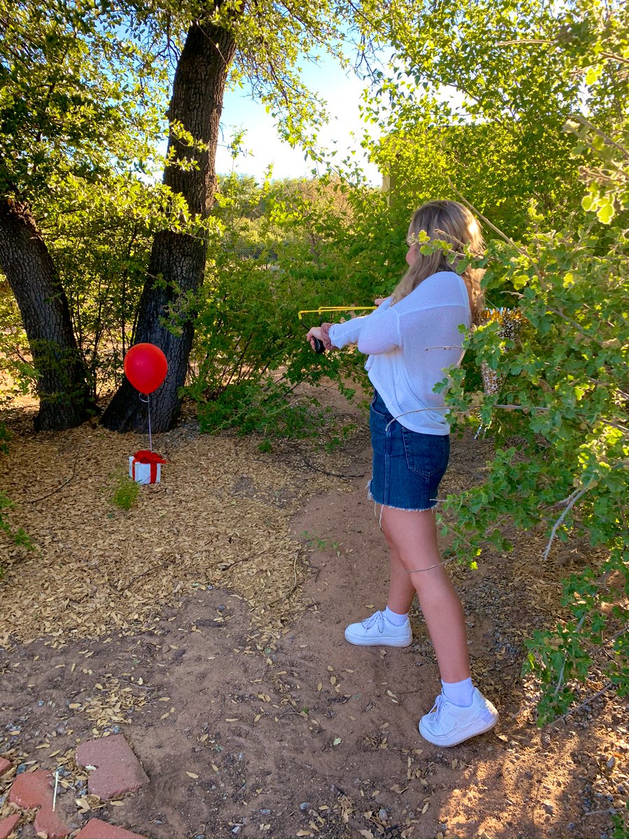 Princessfrisco's tweet photo. Thanks to my cute husband I found out that it is much harder to pop a balloon with a slingshot than Animal Crossing makes it look. 🥳#acnh https://t.co/aE8lpniTTR