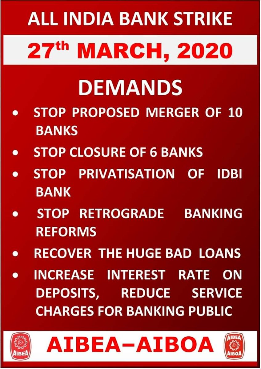 But After Govt announced  #BankMerger of SBI & Associates Banks, they suprisingly Opposed it called many Nationwide strikes & Staff lost salary on their Call.Later they opposed BOB Dena Vijaya Merger too & called strikes. Even Now opposing Mega Merger and Called  #BankStrikes