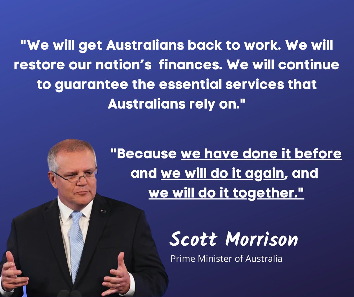 UoNLS's tweet photo. Yesterday, Prime Minister @ScottMorrisonMP outlined the "JobMaker" program for Australia.

The economic road ahead will be difficult and much will have to be done to get Australia through this, but as the PM says we'll do it together. https://t.co/9XKAdAaf9y
