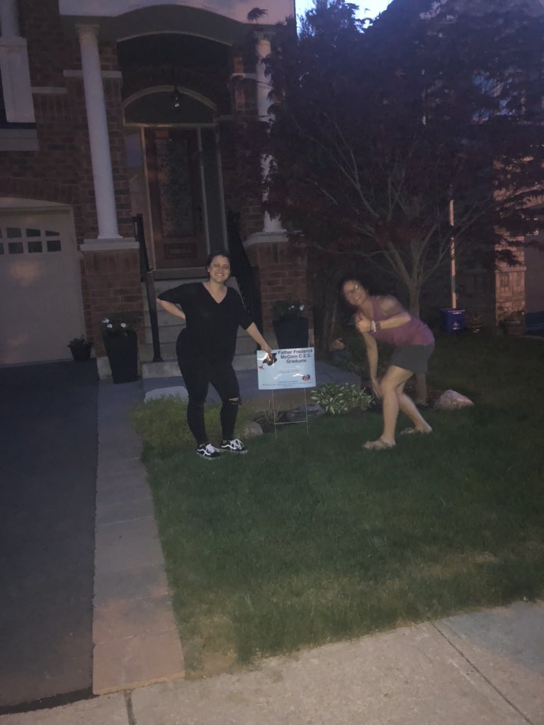 josie_khan's tweet photo. Tonight we went on a secret mission @FFMcGinnCES to let the grads know how important they’ve been to our community. I hope this brings them joy as much as it brought us joy to do it. We miss them. Thank you #2020grads for all you’ve done for us @YCDSB https://t.co/jPi0UMEc8g