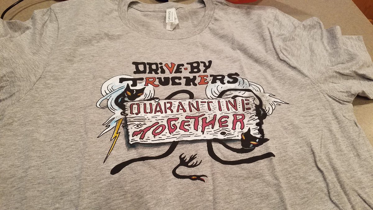 producerdoom's tweet photo. Super stoked to find this waiting for me when I got home from work. Just wish I had a rock show to wear it to. @drivebytruckers #QuarantineTogether #SixFeetAway https://t.co/PRIk6Mkvrs