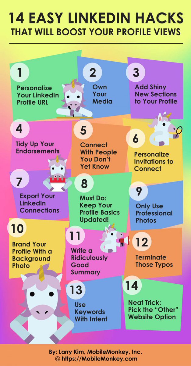 🚀14 Easy #LinkedIn Hacks That Will Boost Your Profile Views ( via @larrykim @MobileMonkey ) #socialmedia #smm #GrowthHacking #DigitalMarketing #Marketing #Business