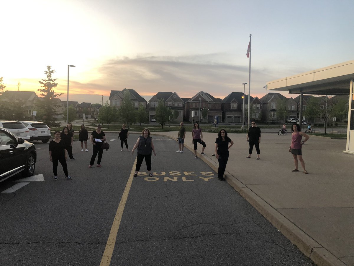 josie_khan's tweet photo. The secret ninja crew on a mission to show the Gr 8 grads @FFMcGinnCES how important and essential they’ve been to our community @YCDSB waiting for the sunset 🌅 https://t.co/vxz6yQmbMe