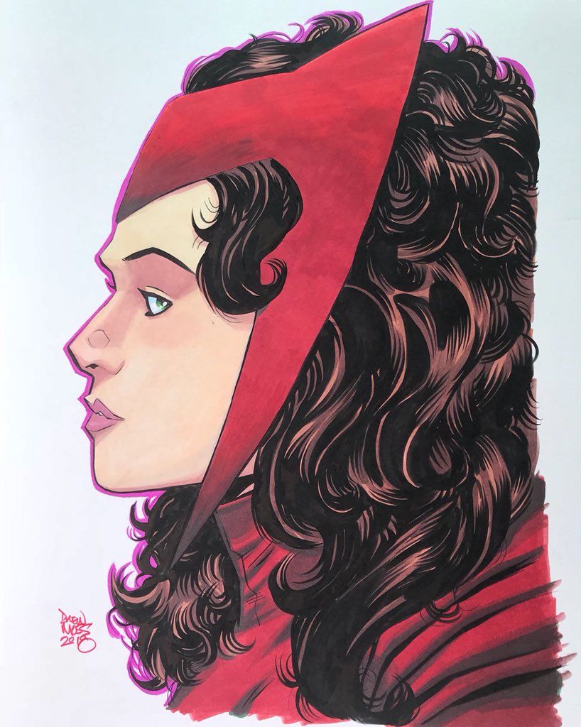 Vision and Scarlet Witch by the incredible  @drew_moss. Love this pair.