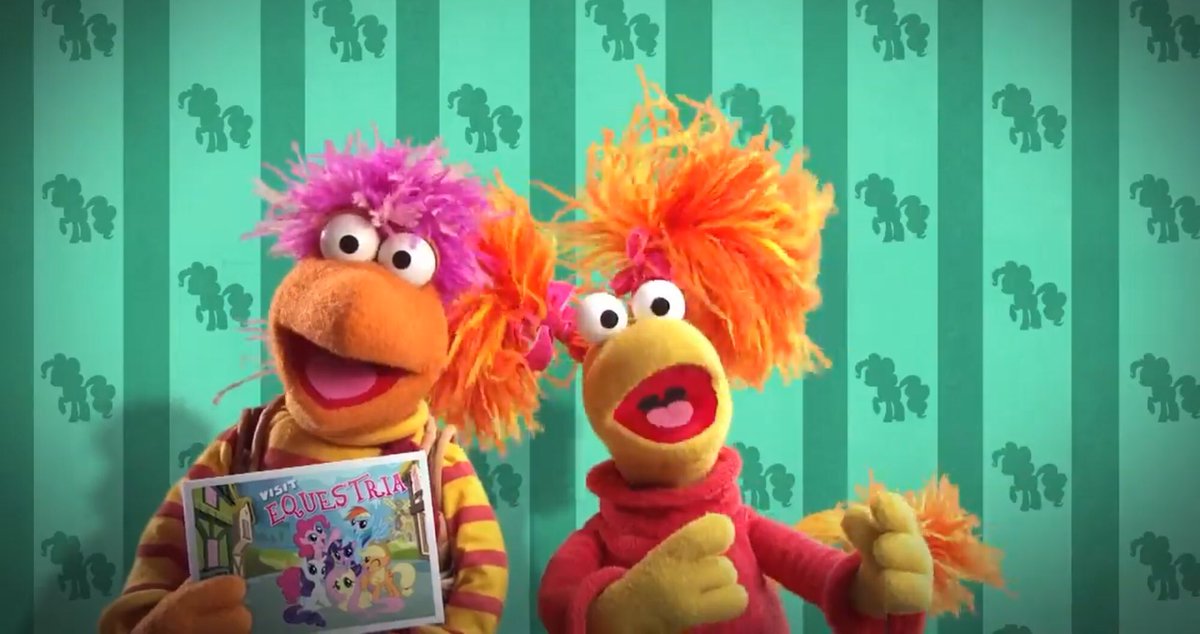 In honor of Fraggle Rock’s 30th anniversary, the Hub aired a marathon with bumpers featuring Red (Prell) & Gobo (John Tartaglia, taking over the role). Yes, they mentioned a certain Hub show. Yes, this image right here did happen. And I kinda hate it. 
