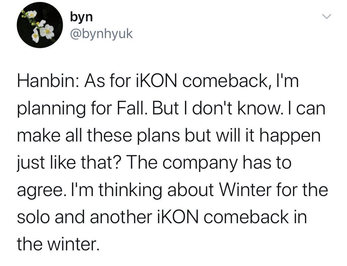 After yge told us their plans for ikon 2019, Hanbin told us his actual plans and even asked us what we want. it pissed them off that he even had that much control over them when they were supposed to be the ones controlling iKON 