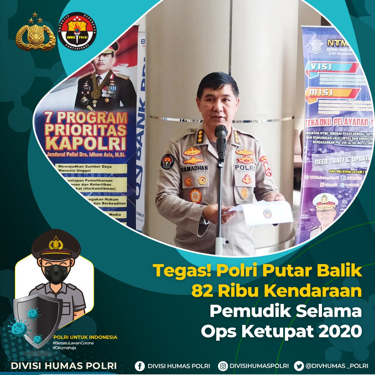 humaspoldajbr's tweet photo. Tegas! Polri Putar Balik 82 Ribu Kendaraan Pemudik Selama Ops Ketupat 2020

#TundaBalikKeJakarta https://t.co/Boclbvt01t