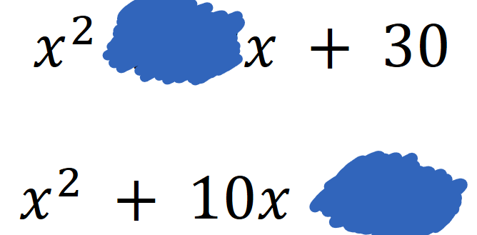 jontheteacher's tweet photo. Could have done it as a #smudgedmath thing ...
What could be under the smudges if we know that each factorises 'nicely' (whole number roots)? https://t.co/aRp2RSSqeY