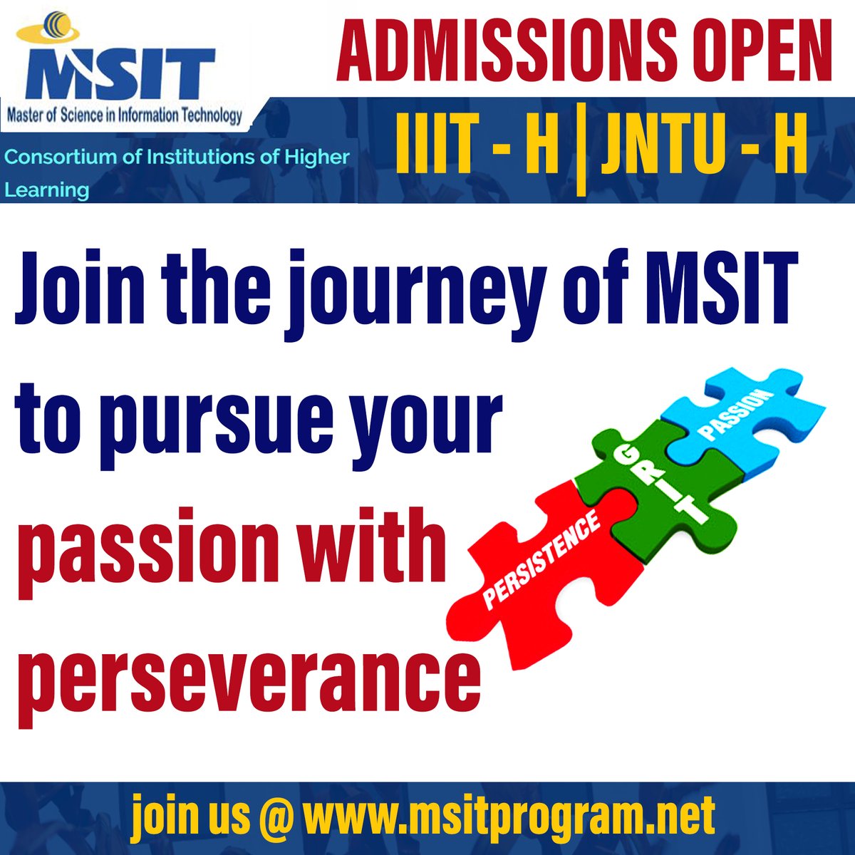 msit_official's tweet photo. GRIT is MSIT's yet another learning strategy. GRIT i.e. the perseverance and passion for long term goals, is what differentiates MSITians from the others. For that competitive edge and difference, you are most welcome to join us.
Visit https://t.co/G7XG0xZjM5
 #learningbydoing https://t.co/FBKAF5vw4c