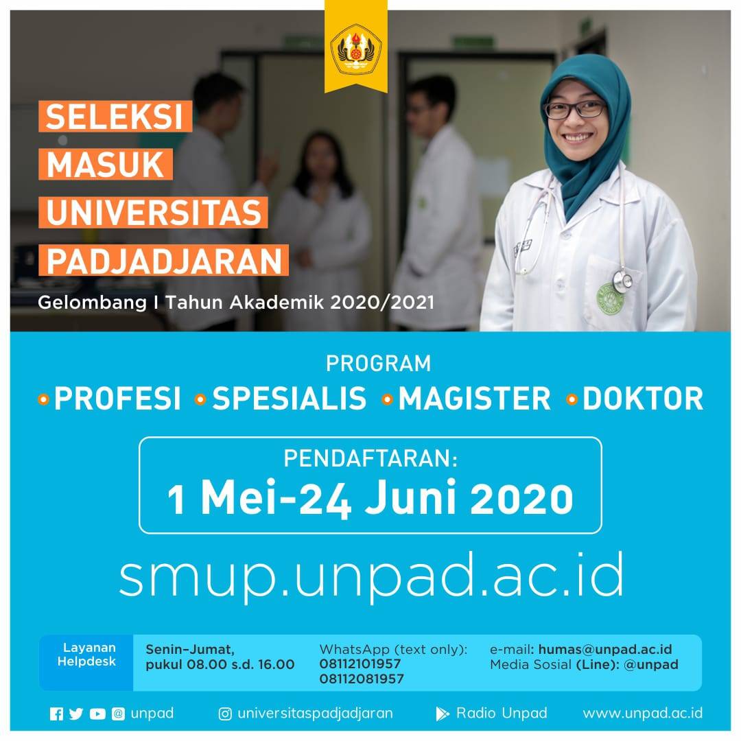 unpad's tweet photo. #PengumumanUnpad
#PengumumanUnpad
Hai Sivitas,
Berikut #Padmin sampaikan informasi Seleksi Masuk Universitas Padjadjaran Gelombang I Tahun Akademik 2020/2021
Program :
- Profesi
- Spesialis
- Magister
- Doktor
#SMUP #PMBUnpad https://t.co/DqwrUEqNAB