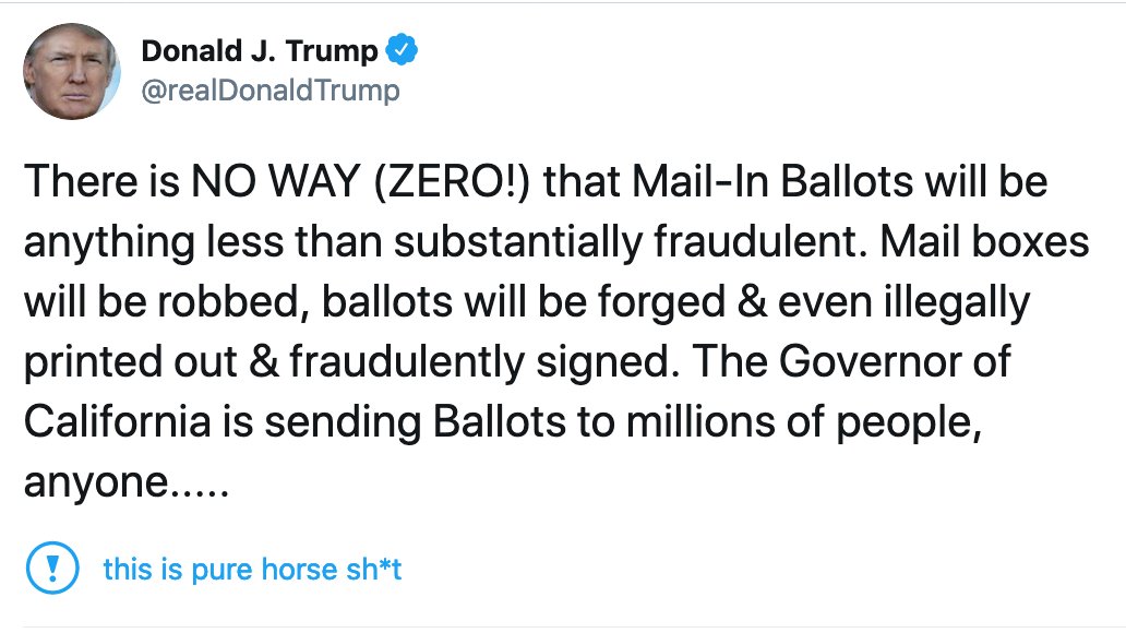 Twitter introduced a little fact checking note by marking one of trump's tweets about mail in ballots.As a parody tweeter, I wanted to make some suggestions to enhance the fact checking feature hoping it will reach the manager.(These are not twitter's)Thread: