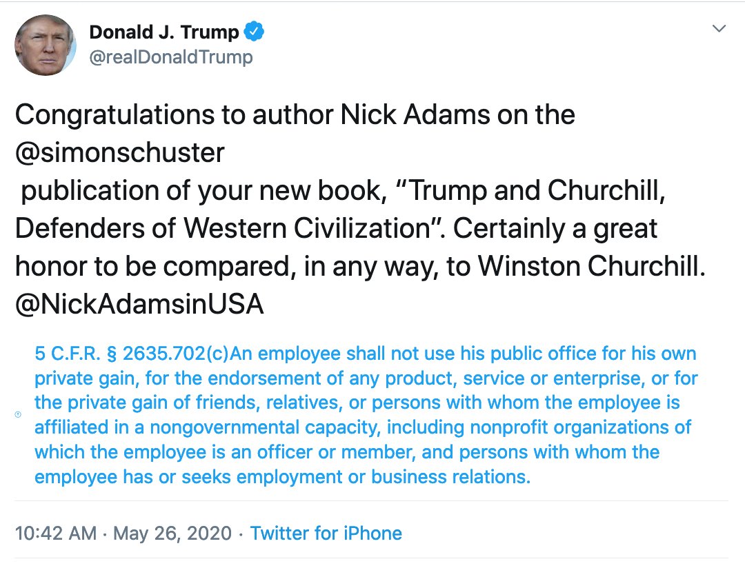 2/ About the president promoting books on his twitter feed: