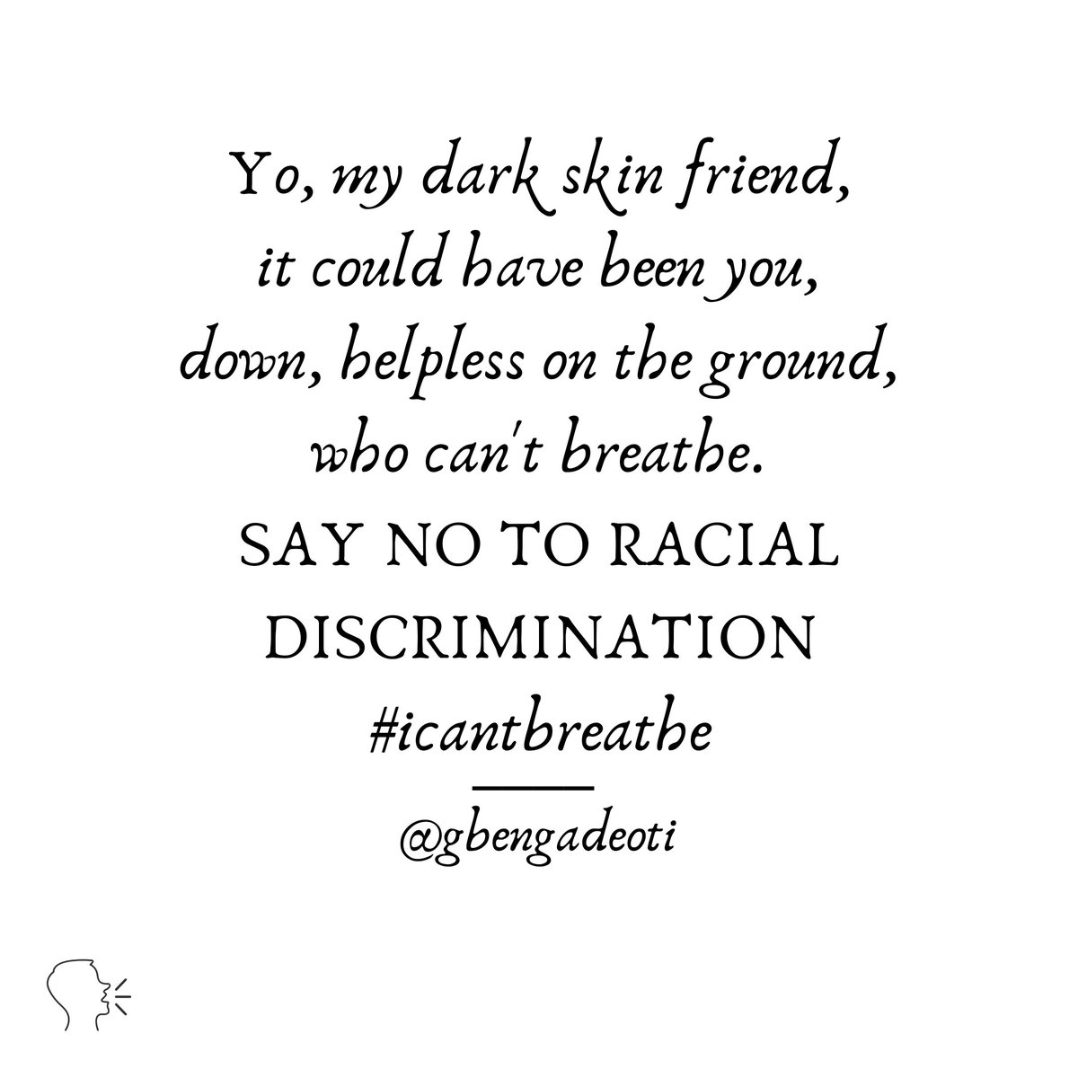 #icantbreathe #BlackLivesMatters #SayNoToRacialDiscrimination