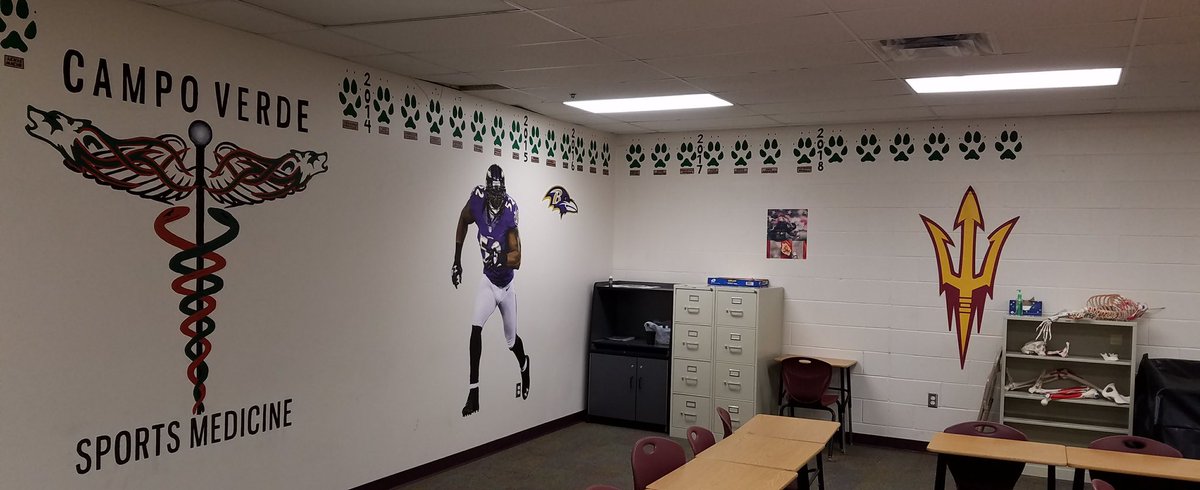 Added 4 new names to our senior wall of fame today in the sports med classroom💯.   Gonna miss Becca, Savana, Cathy, and Kaydin but now they GOTTA come back to visit from time to time to see their names enshrined for ALL time😏😉 #cvsmod