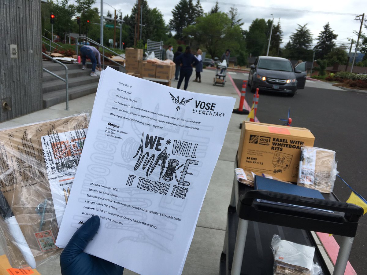 lemoineer's tweet photo. @HomeDepot wkshop kits continue to fly into the hands of families! Today 140 @Vose_BSD Ss are busy making. Families also benefited from #grabngo lunches and foodboxes. Shoutout to BSD Nutrition Services! @BeavertonSDCafe #kidmadethings @BeavertonSD #BsdFutureReady @BSDFutureBus https://t.co/PNkeM75J9G
