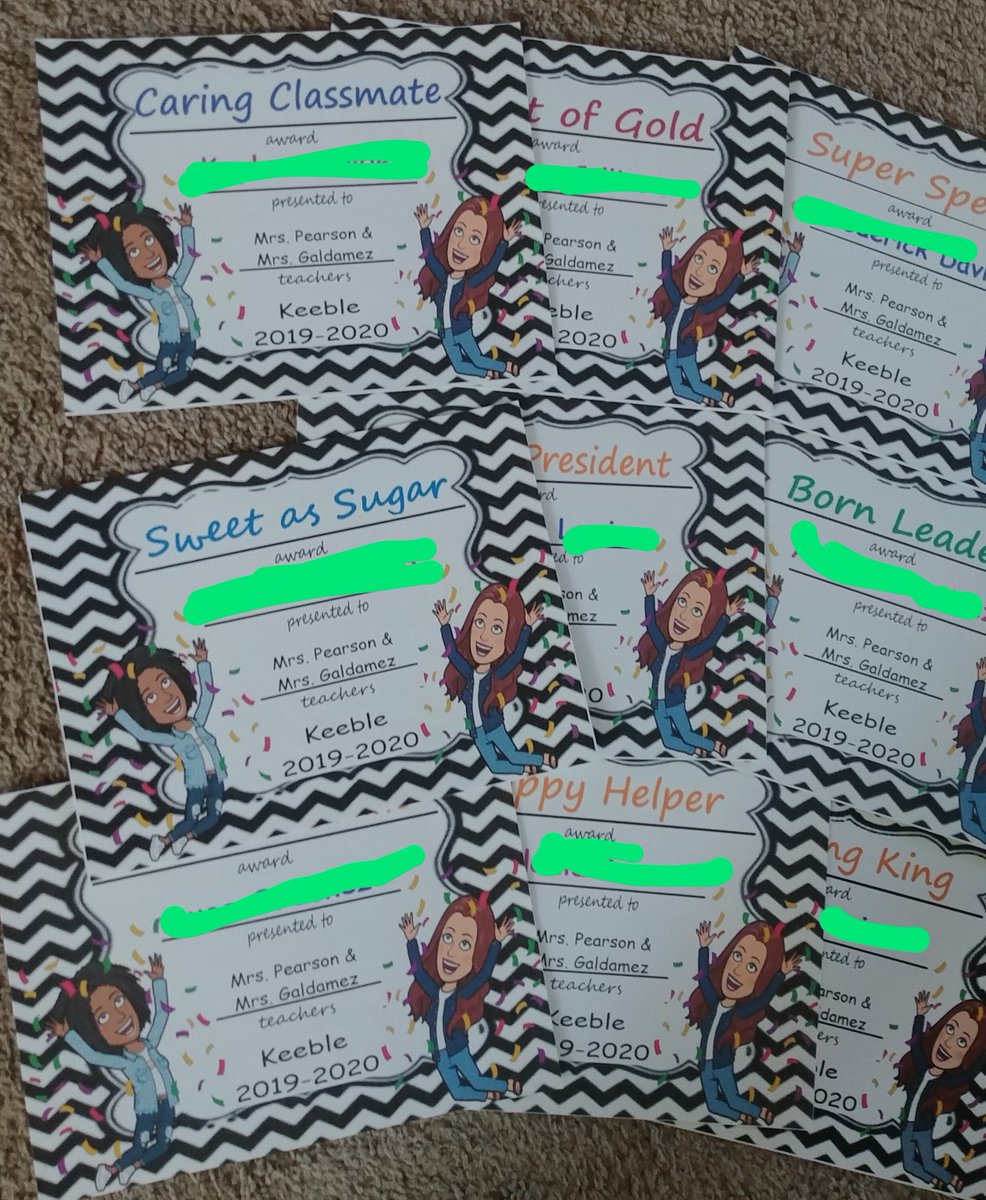 nlpearson4's tweet photo. Made end of the year awards for my students! I wish I could give it to them in person, but at least they will get them. @Keebleoneteam @aldineathome https://t.co/ZM9QNjZSHd