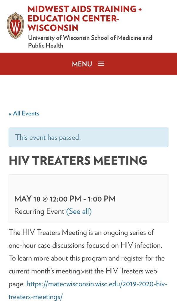 I want to extend a sincere thanks to MATEC-WI for hosting me at yesterday’s HIV Treaters Meeting to discuss a case of HIV &amp; #COVID19 co-infection. Thanks for a great discussion on how to best serve patients with both COVID-19 and HIV! @MATEC_HIV