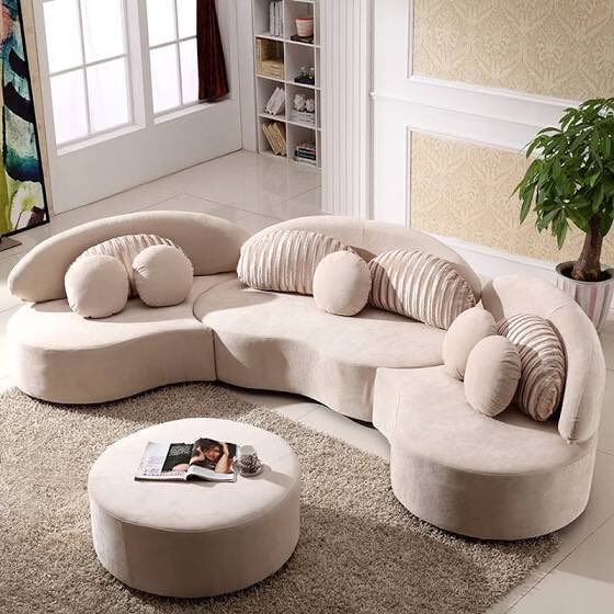 Comfortable seating is important. 1. Upholstered Loveseat2. Plush Curved sectional2. Velvet L-shaped3. Leather Sofa