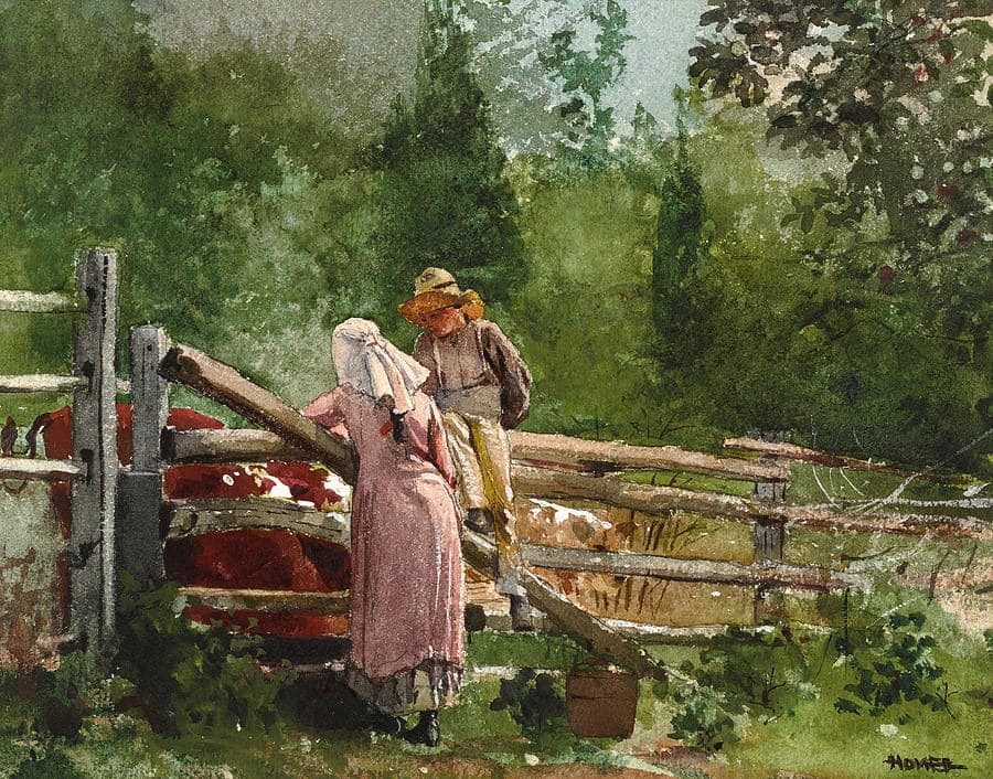 Winslow Homer, Feeding Time, 1878, Watercolor, gouache, and graphite on cream wove paper, 8 3/4 x 11 3/16 in